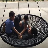 Outdoor Garden Hammock Round Hanging Swings with Rope for Adults and Children Leisure Lounge Chair Camping Lightweight Hammock Y