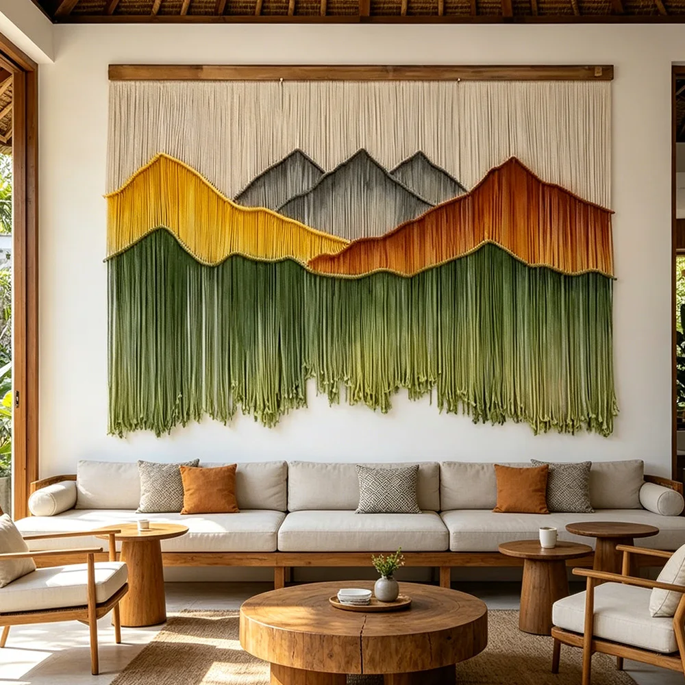 tt& Botanical Inspired Handwoven Dyed Macrame Wall Art Eco Friendly Woven Tapestry for Boho Interiors~*