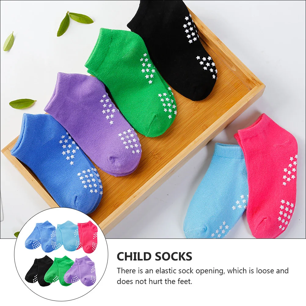 

6Pairs Comfortable Non Slip Cotton Socks for Kids Breathable Wear Resistant Spring Summer Toddler Child Stockings