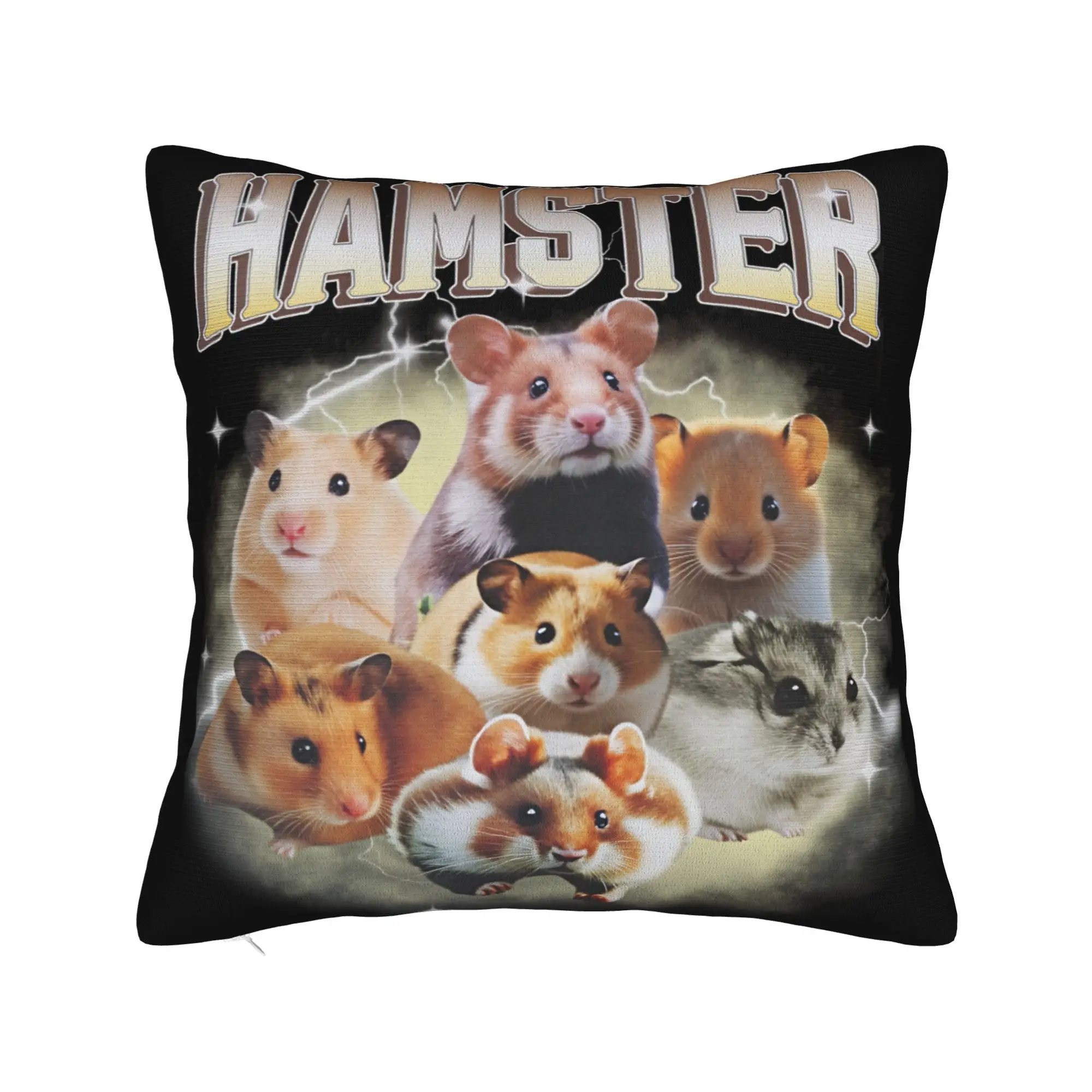 Kawaii Hamster Meme Square Pillow Case  Cushion Covers Novelty Polyester Decorative Pillowcover for Bed 40x40cm