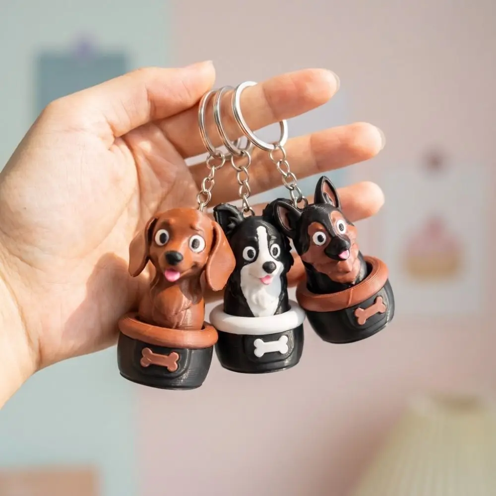Mini Fidget 3D Printed Sausage Dog Clicker Keychain Clicking Sound Portable Dog Key Pendant Plastic Keycap Clicker Office