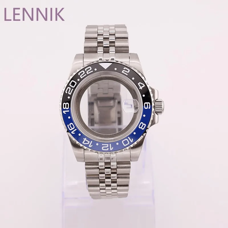 

40mm Pepsi Diver Watch Case NH34/35/36/38/39/70/71/72 Ceramic Bezel 20mm Jubilee Bracelet Sapphire Crystal Vintage Mod Parts