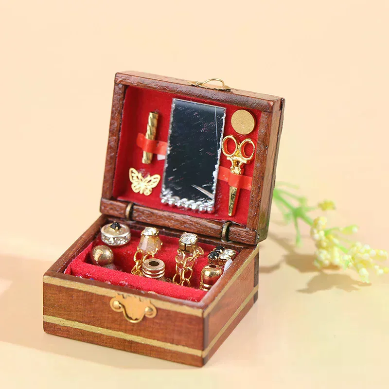 1pc Model Dollhouse Miniatures Mini Jewelry Box Children Diy Doll Perfect Gift For Kids Safe For Children Fun Play Toy
