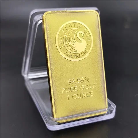 Australia Perth Mint 1 Ounce Square Pure Gold Plated Swan Square Bar Commemorative Coin Collection Medal