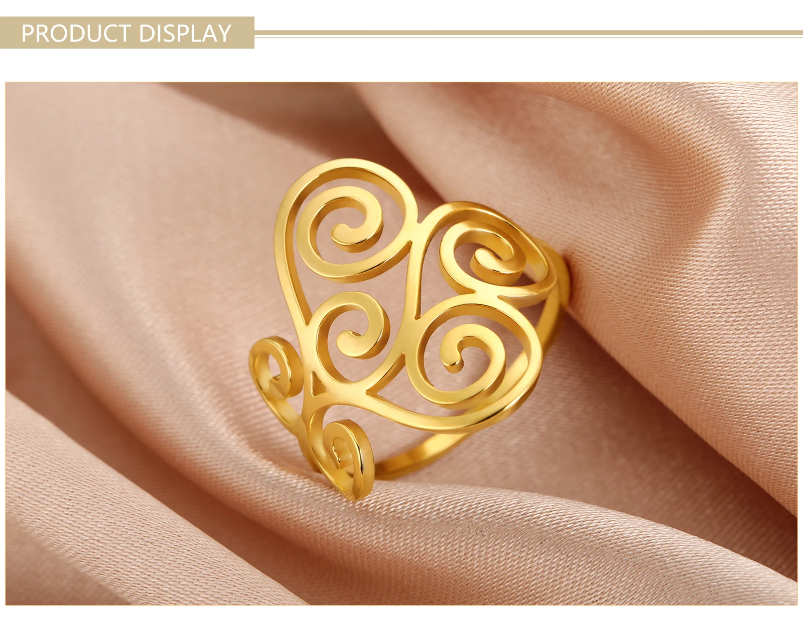 Skyrim Böhmischer Filigran-Ring Edelstahl Goldfarben Fingerringe 2026 Damen Trendiger Schmuck Ehering Muttertagsgeschenk – Detail 3