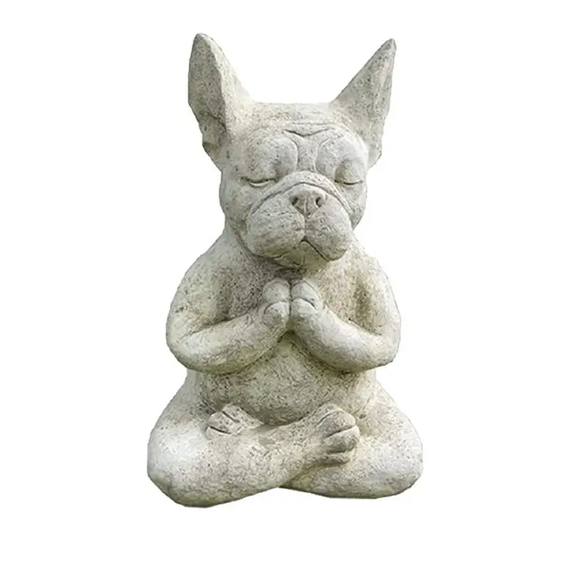 

Meditation Bulldog Resin Statue Meditating Dog Statue Buddha Zen Dog French Bulldog Animal Figurine Prayer Patio Lawn Decor