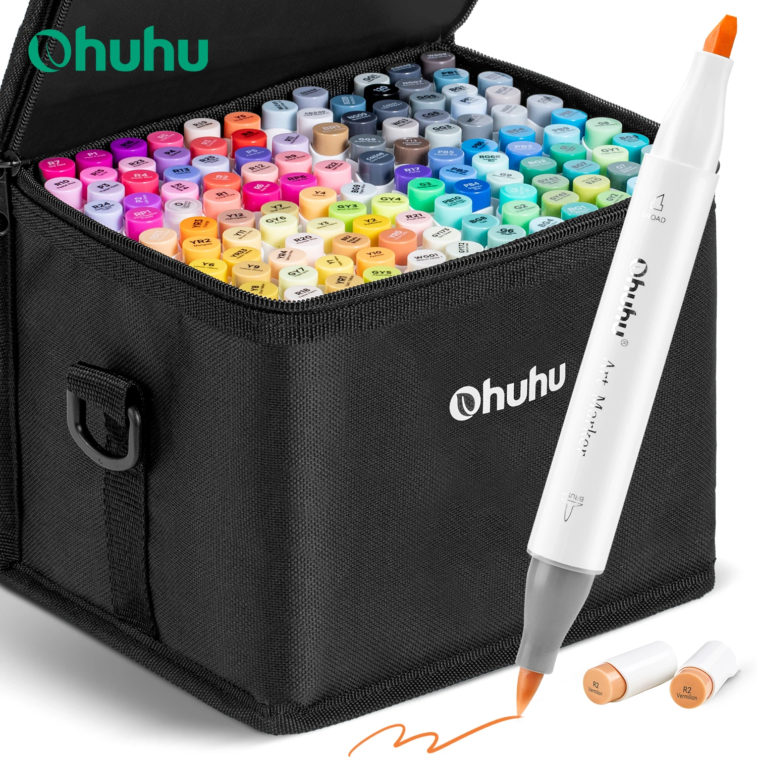 Ohuhu Honolulu 120 Colors Marker Pen Set Alcohol Art Markers Refillable Dual Tips Sketching Drawing Manga School Art Supplies