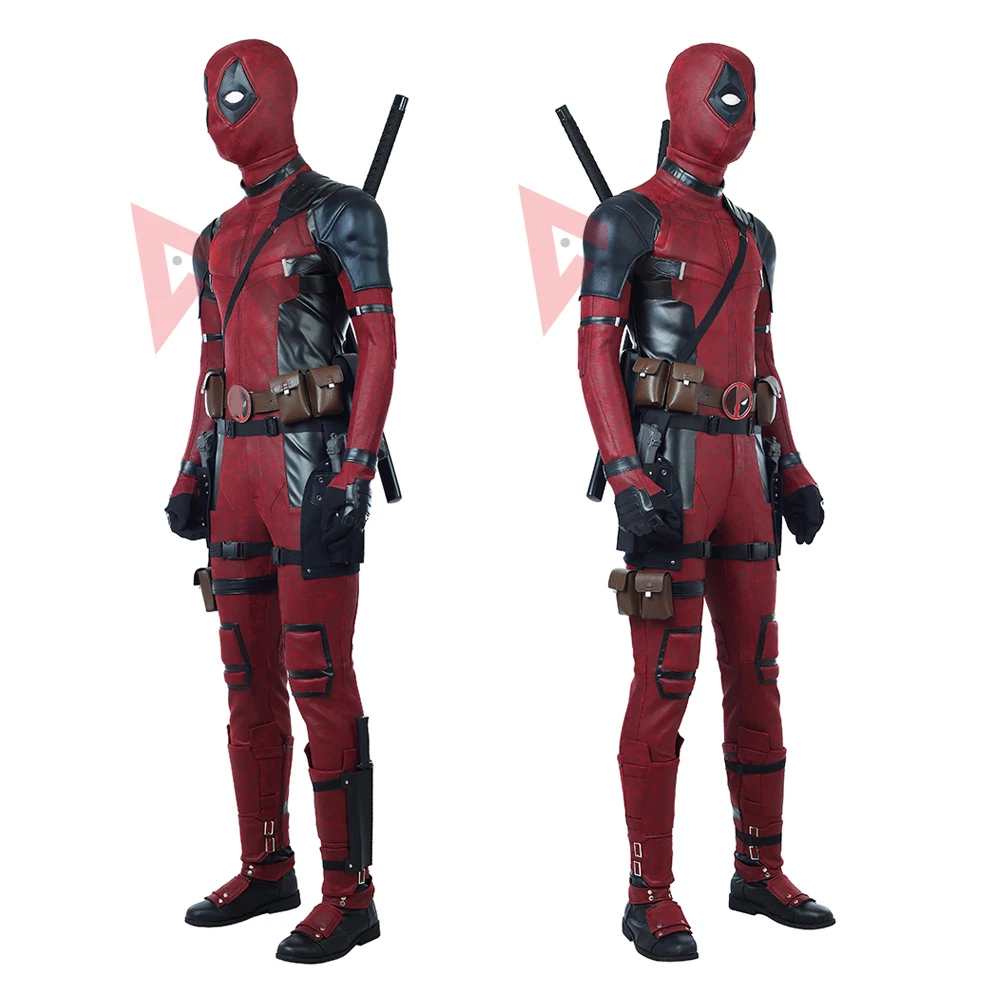 New Deadpooling Cosplay Costume Jumpsuit Helmet Belt Waist Bags Leggings Shoes To Choose Custom Made For Game Party