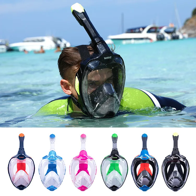 Snorkeling Mask Diving Full Face Snorkel Scuba Integral Swimming Goggles Underwater Sport Set Respirator Anti-fog Waterproof