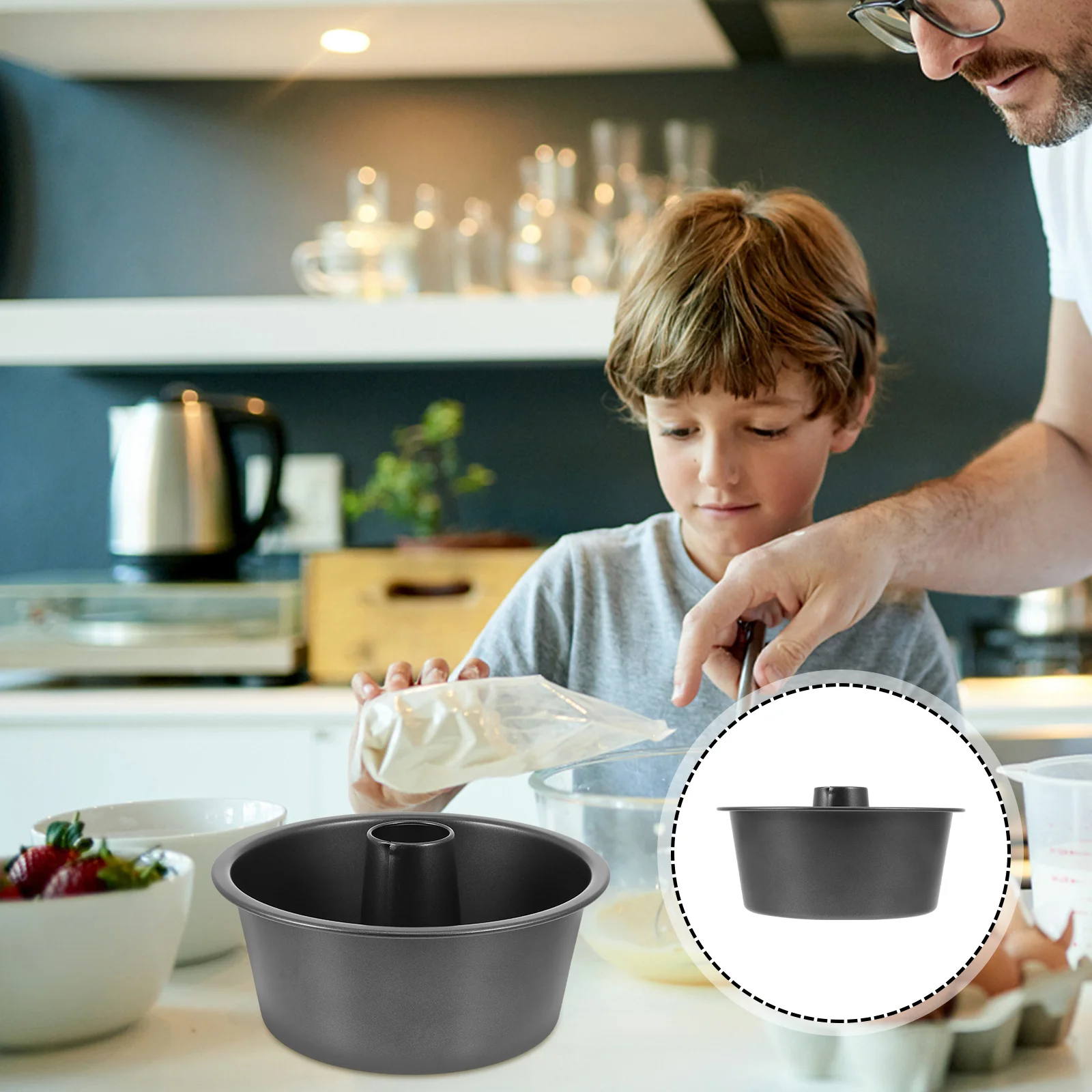 

1pc Round Cake Mold Carbon Steel Non-Stick Baking Pan Multipurpose Diy Chocolate Mold Hollow Kitchen Baking Tool