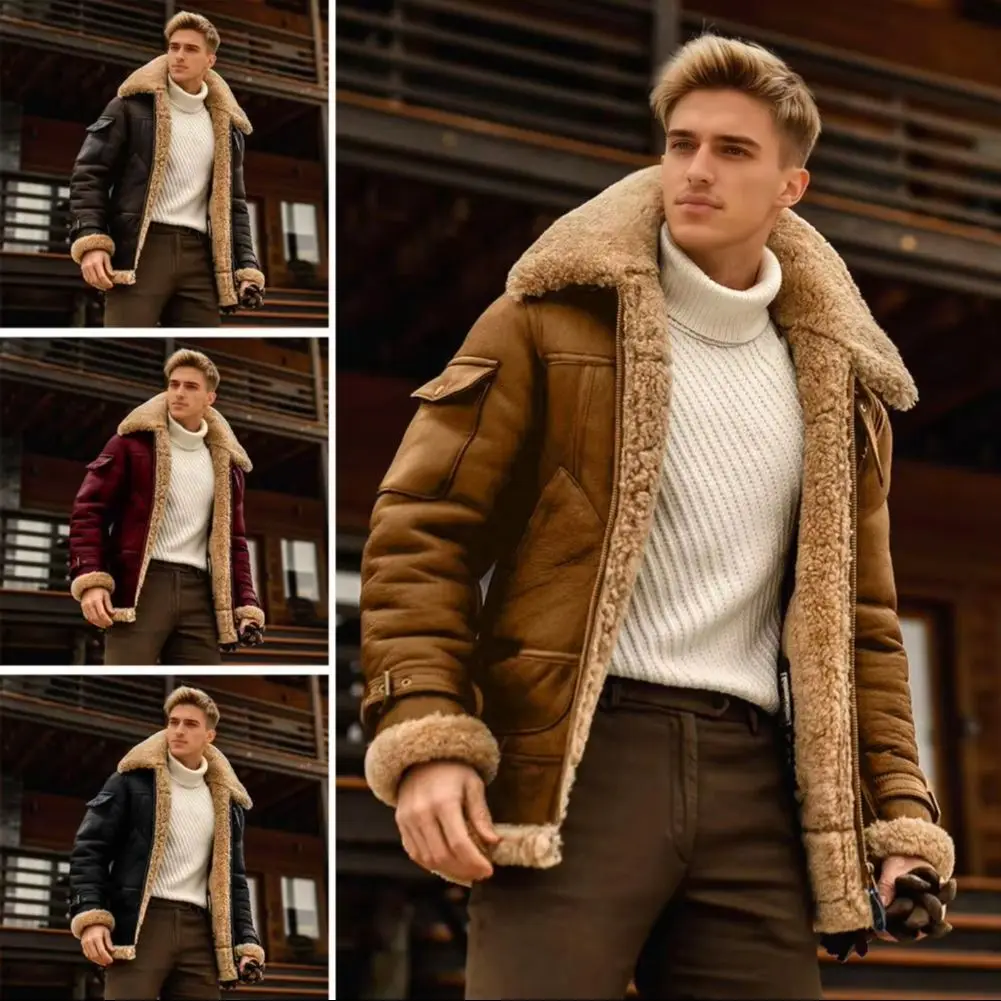 Vintage Fleece Jacket 2025 Velvet Lining Winter New Fleece Thick Warm Jacket Men Fashion Casual Windproof Insulated Plush Coat