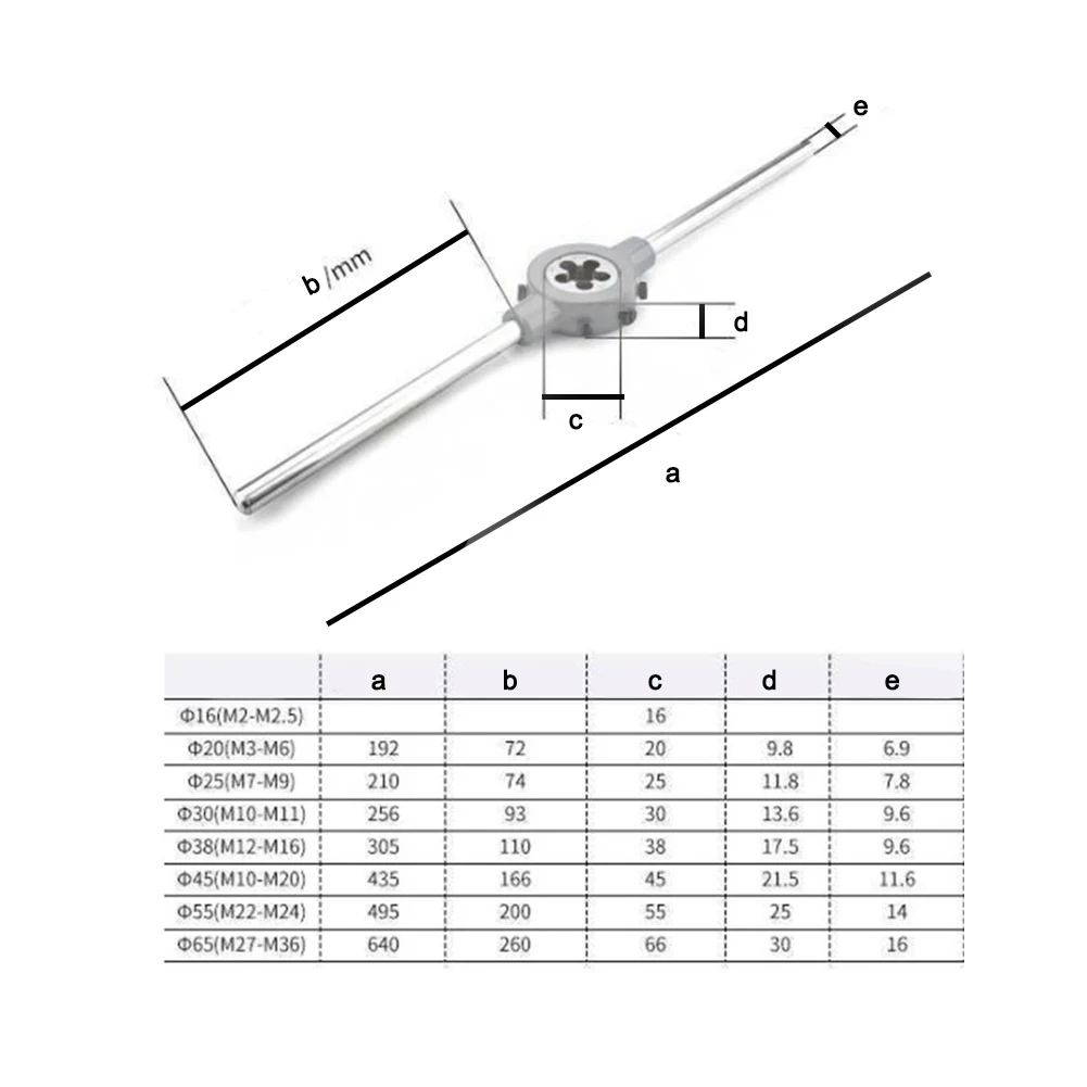 For Circular Die Die Handle Frame Circular Die Handle Metalworking 12mm M1-M2 45 Steel High Torque Removable Booster Rod