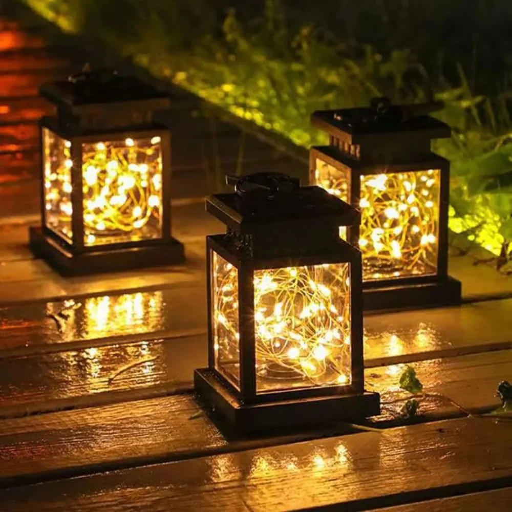 Elegant Outdoor LED Waterproof Decoration Cross Solar Retro Palace Warm White String Light Solar Hanging Lights Garden Landscape