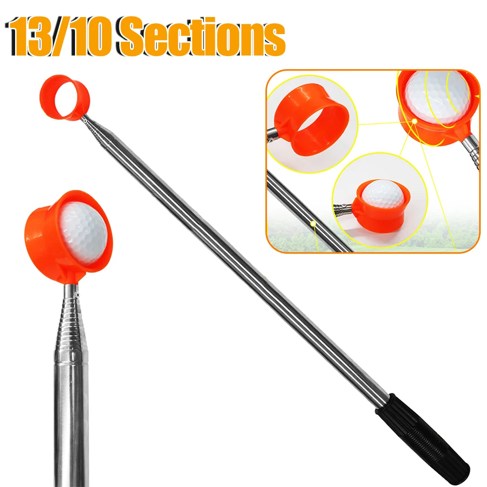 Telescopic Golf Ball Grabber Tool 13/10 Sections Extandable Golf Ball Retriever Extandable Stainless Ball Picker Pick Up Grabber