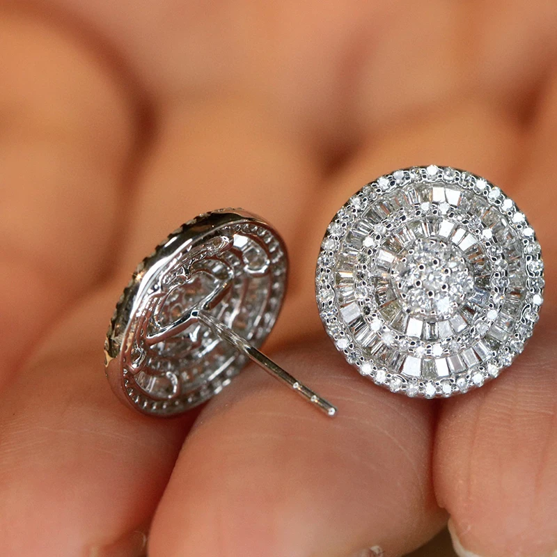 KUGG 100% 18K أقراط الذهب الأبيض الفاخرة شكل دائري 1.10 قيراط أقراط الماس الطبيعي الحقيقي للنساء مجوهرات الحفلات العالية #2