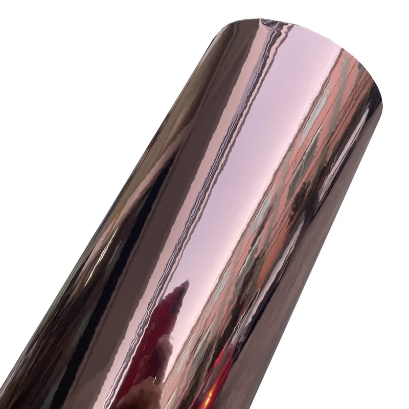 Premium Stretchable Chrome Mirror Rose Gold Vinyl Wrap Roll Self Adhesive Decal Car Wrapping