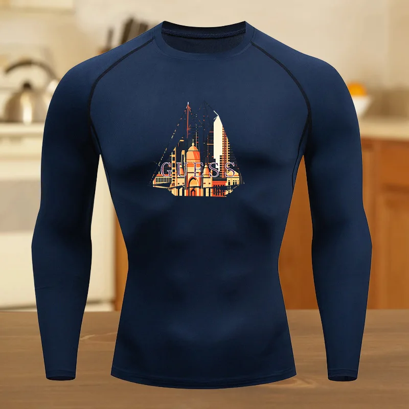 الرجال اللياقة البدنية ملابس رياضية المراهقين تي شيرت التجفيف السريع الجرافيك القمم ضيق التدريب الملابس ضغط الجري كرة السلة الملابس