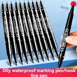 10Pcs/set Double Tip Art Black Blue ink Permanent Paint Marker Pen for Plastic Wood Stone Metal Glass Doodling Marking Graffiti