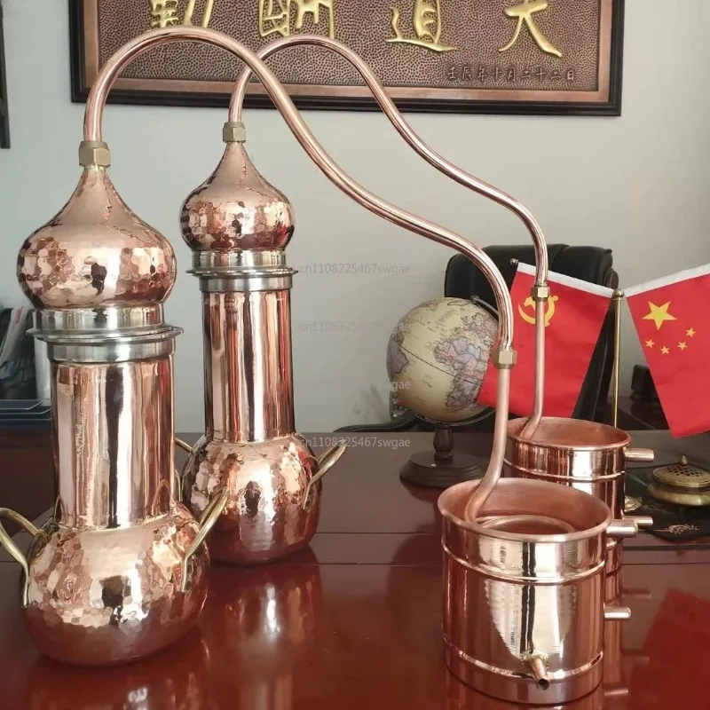 Red Copper Purifier Essential Oil Distil Small Antique Household 3L Pure Dew Ancient Distillation MachineDistillation Equipment