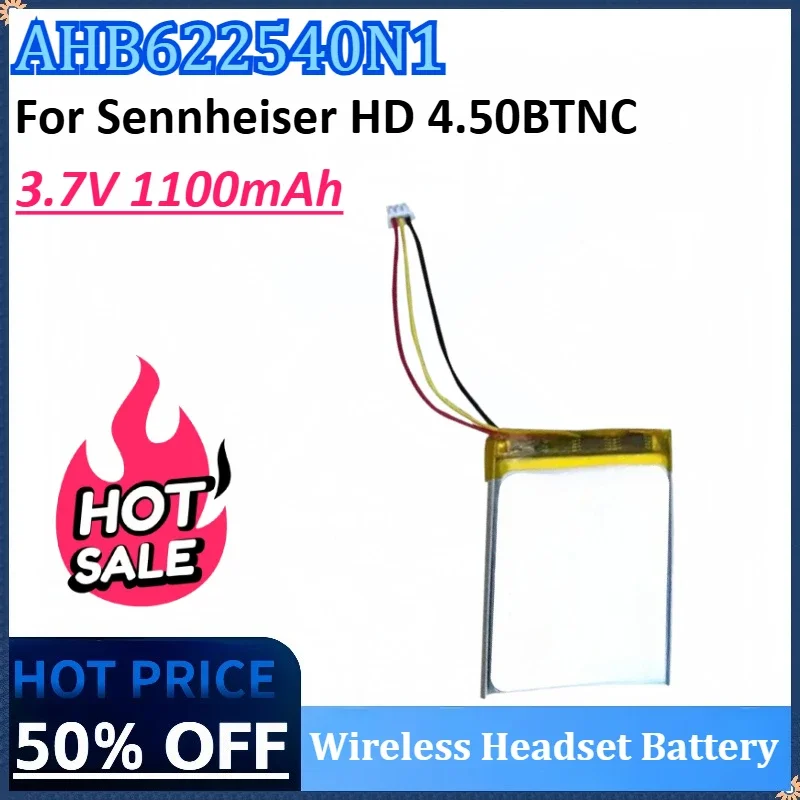 

3,7 В, 1100 мАч AHB622540N1, аккумуляторная батарея для беспроводной гарнитуры для Sennheiser HD 4,50BTNC Urbanite XL Momentum 2,0, 3,0 HD 4,40 BT