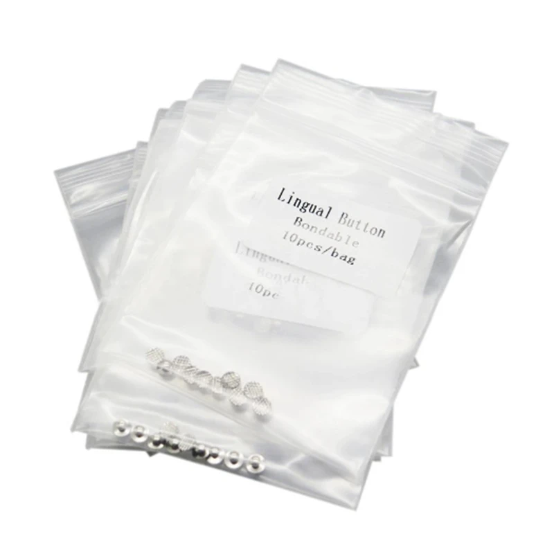 100Pcs Dental Lingual Button Orthodontic Bondable Metal Round Mesh Tongue Side Buckle Round Base