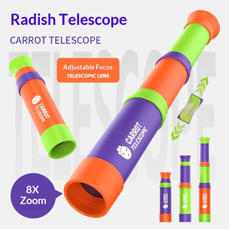 Douyin New Radish Telescope 8 Times Single Tube 3 Retractable Adjustable Focus Children's Educational Science and Education Toys