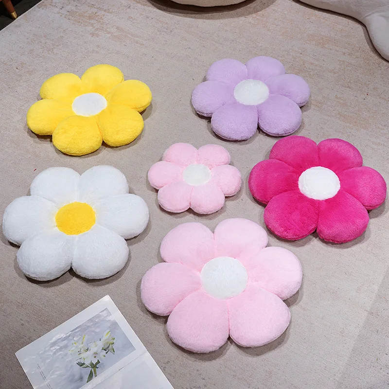 30/45cm colorido flor de pelúcia almofada de assento pele de coelho falso macio 6 pétalas girassol lance travesseiro sofá cadeira decoração de chão presente