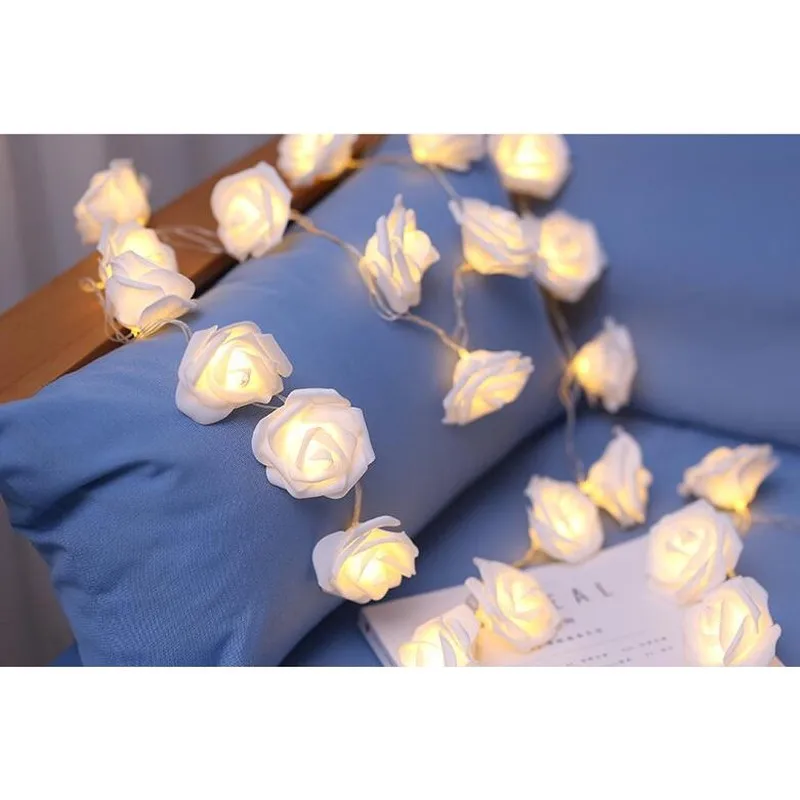 20 LED Rose Flower Fairy Lights Christmas Light Battery Powered for Wedding Valentines Home Decoration