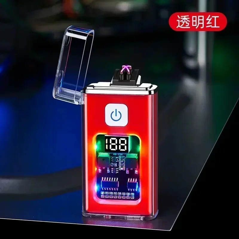 Encendedor eléctrico recargable por USB 2025hot, encendedores de Plasma de doble arco a prueba de viento para hombres, dispositivos para acampar al aire libre, arrancador de fuego