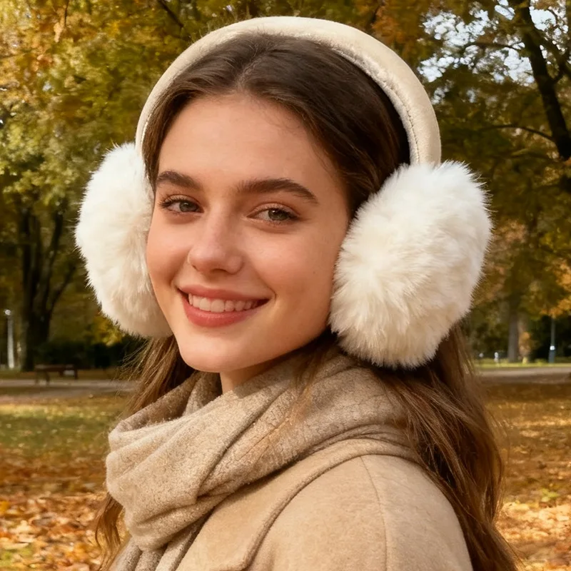 Women's winter warm earmuffs, simple ear warmers, fur ear muffs, cycling ear protectors against freezing