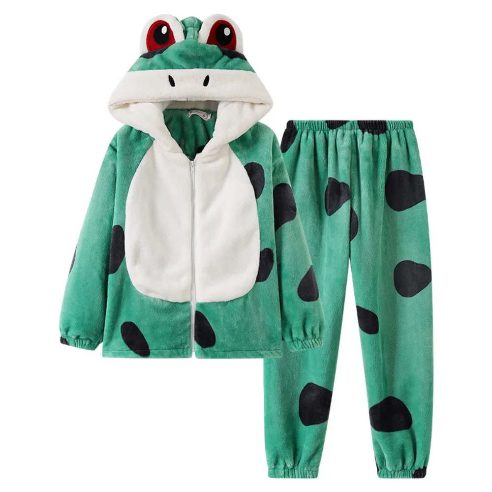 Unisex Adult Kids Halloween Costume Christmas Cosplay Two-Piece Pajamas For Women Men Boy Girl Frog Animal Party Suit Sleepwear 4