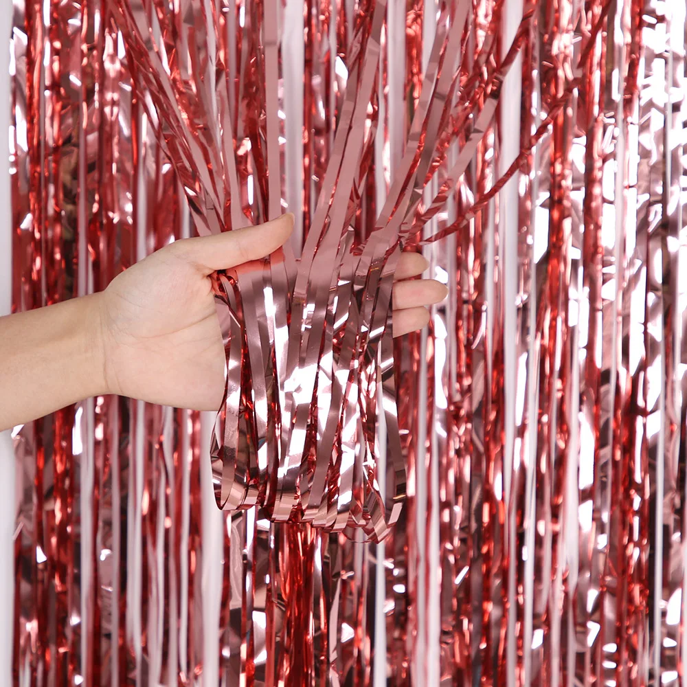 Metallic Lametta Folie Fransen Vorhänge Foto Hintergrund Glitzer Luftschlangen Folie Fransen Hintergrund Vorhang für Weihnachten Hochzeit Hintergrund