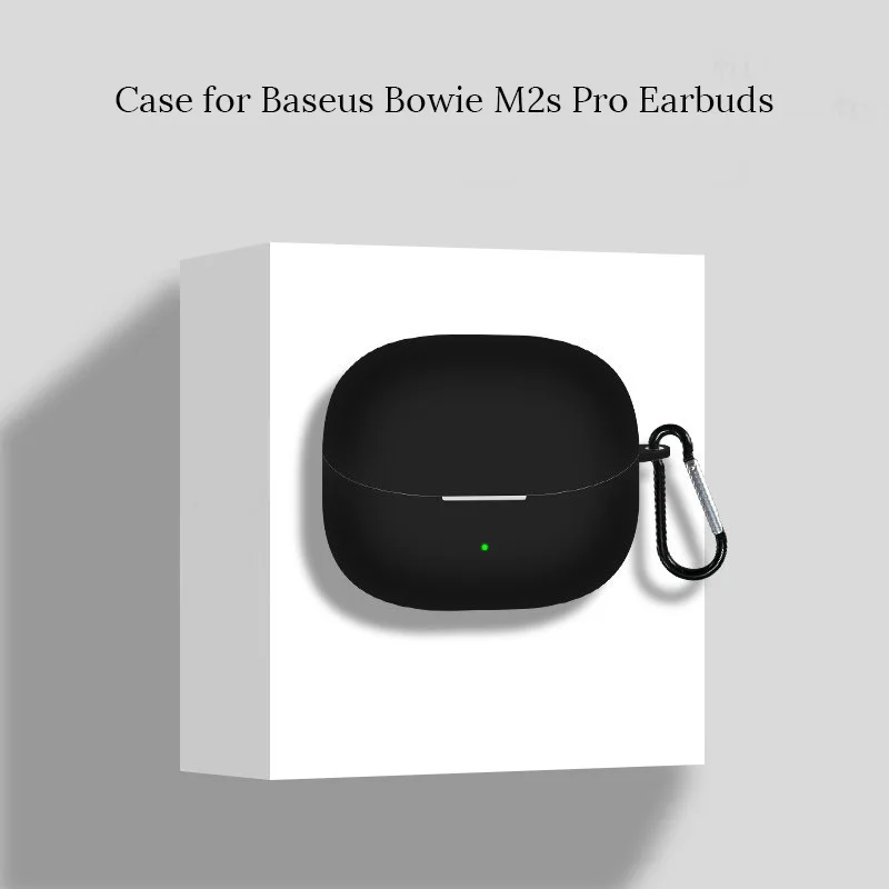 Silikonhülle Kompatibel mit Baseus Bowie M2s Pro Kabellosen Ohrhörern Weiche Stoßfeste Kratzfeste Schutzhülle mit Karabiner