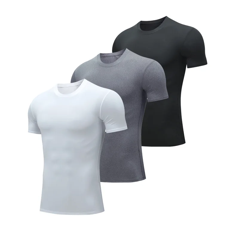 1 Piece Men's Sports Fitness Short Sleeve T-Shirts, Compression Tops, UV Protection Sweat Absorption Quick Drying Undershirts Fo