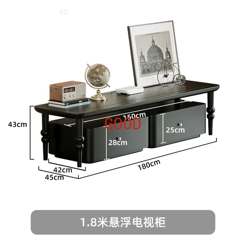

Suspended TV Cabinet Paint Black Light Luxury Modern Minimalist Living Room Small Apartment Home