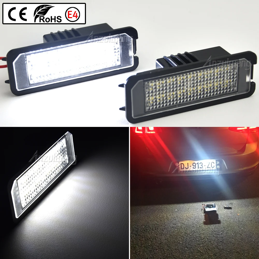 

2Pcs For VW Amarok Eos Golf6/Golf7 Gol Golf 5 New Beetle Cabrio Polo/Derby Passat LED License Plate Lights Number Plate Lamp