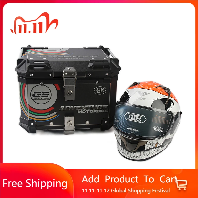 

STLF 55L Larger Pannier Side Carrier Alloy Tail Sticker Accessories New Electric Aluminum Top Case Only Motorcycle Luggage Box