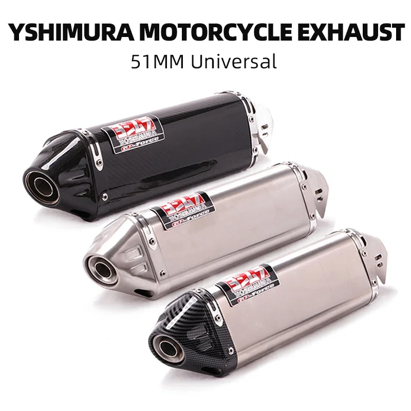 51MM Universal Carbon Fiber Motorcycle Yoshimura Exhaust Muffler Escape For R3R15R25 GSXR600/750 DUKE250 RC390 NINJIA400 ETC