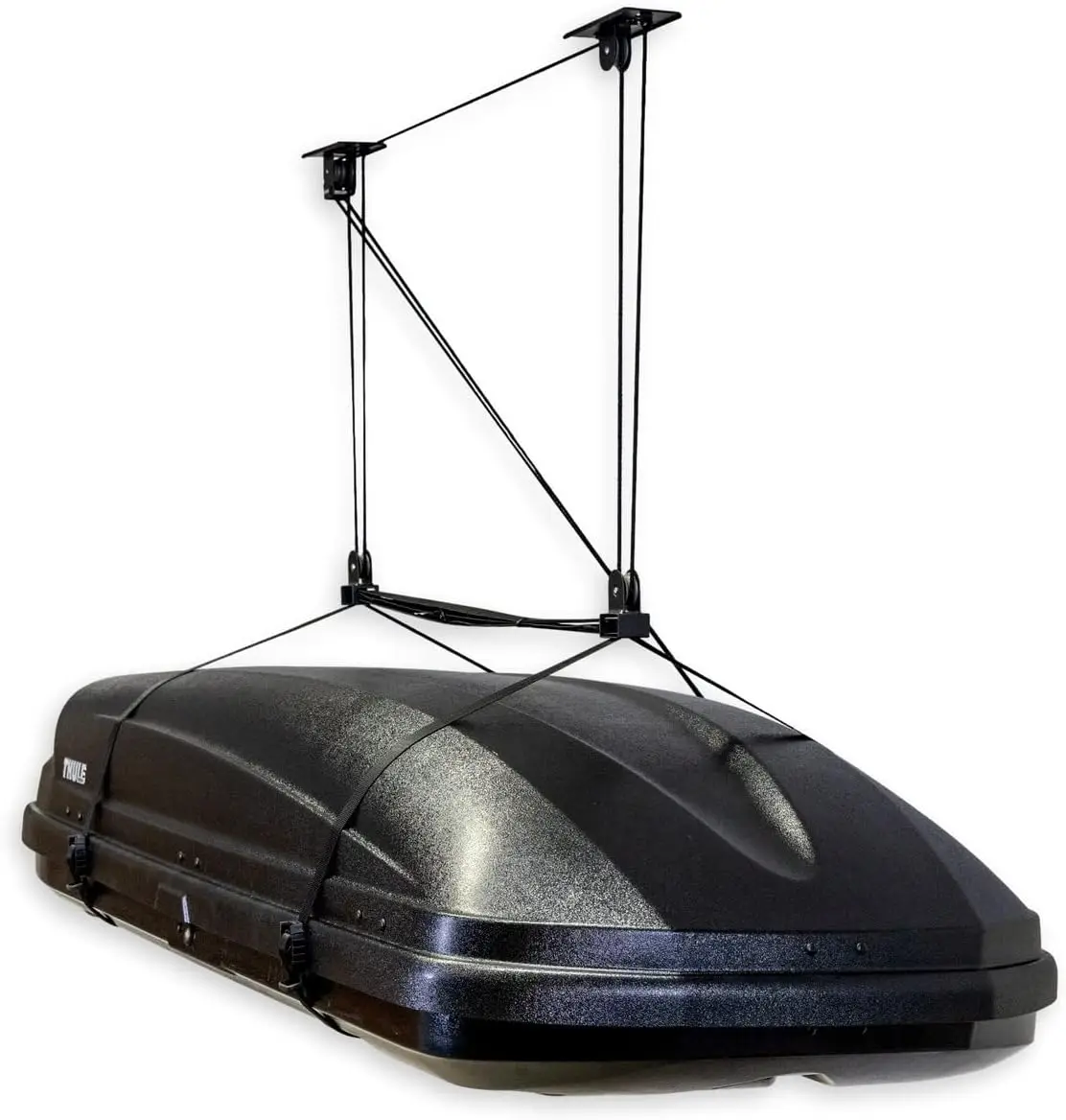 

Garage Ceiling Hoist Lift for Rooftop Carriers – Heavy-Duty Pulley System Holds 150 lbs for 8-10 ft Ceilings