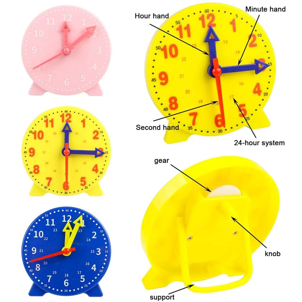 Creative 10cm Clock Early Education Children Hour Minute Second Cognition Time Learning Clock Preschool Teaching Aids