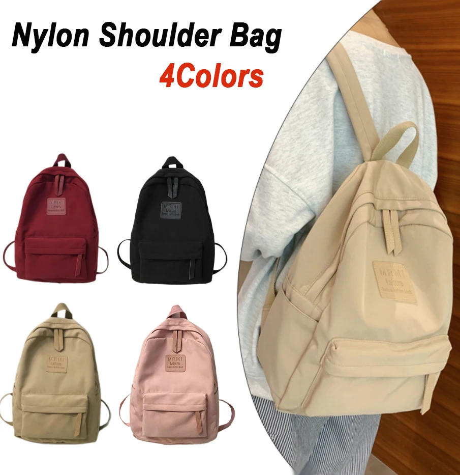 Waterproof Teenage Bookbag Nylon Rucksack Fashion Girl Backpack Women Shoulder Bag High School Schoolbag Black