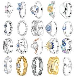 2025 New Valentine's Day Silver 925 Shining  Double Heart Zircon Ring Original  Finger Wedding Ring DIY Women Fine Jewelry Gift