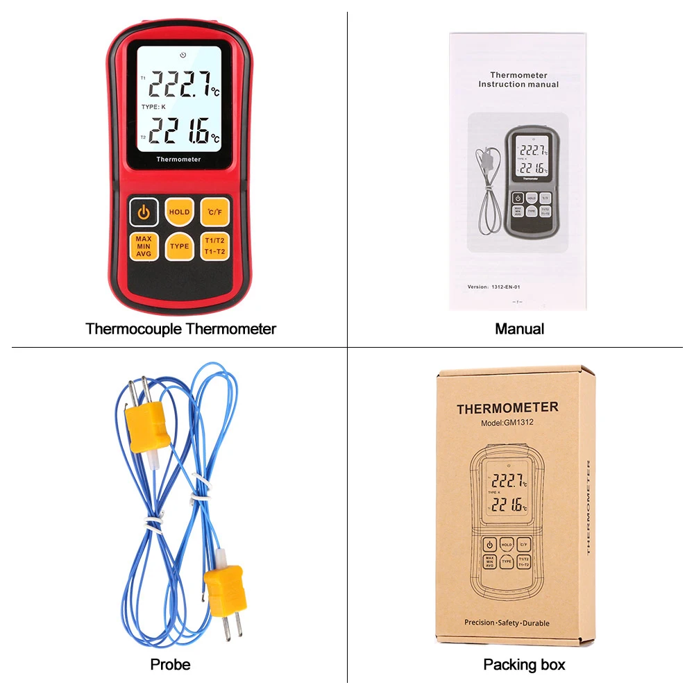 Professional Thermometer Digital Measure Tool Thermometer Temperature Meter Tester with LCD Back light GM1312