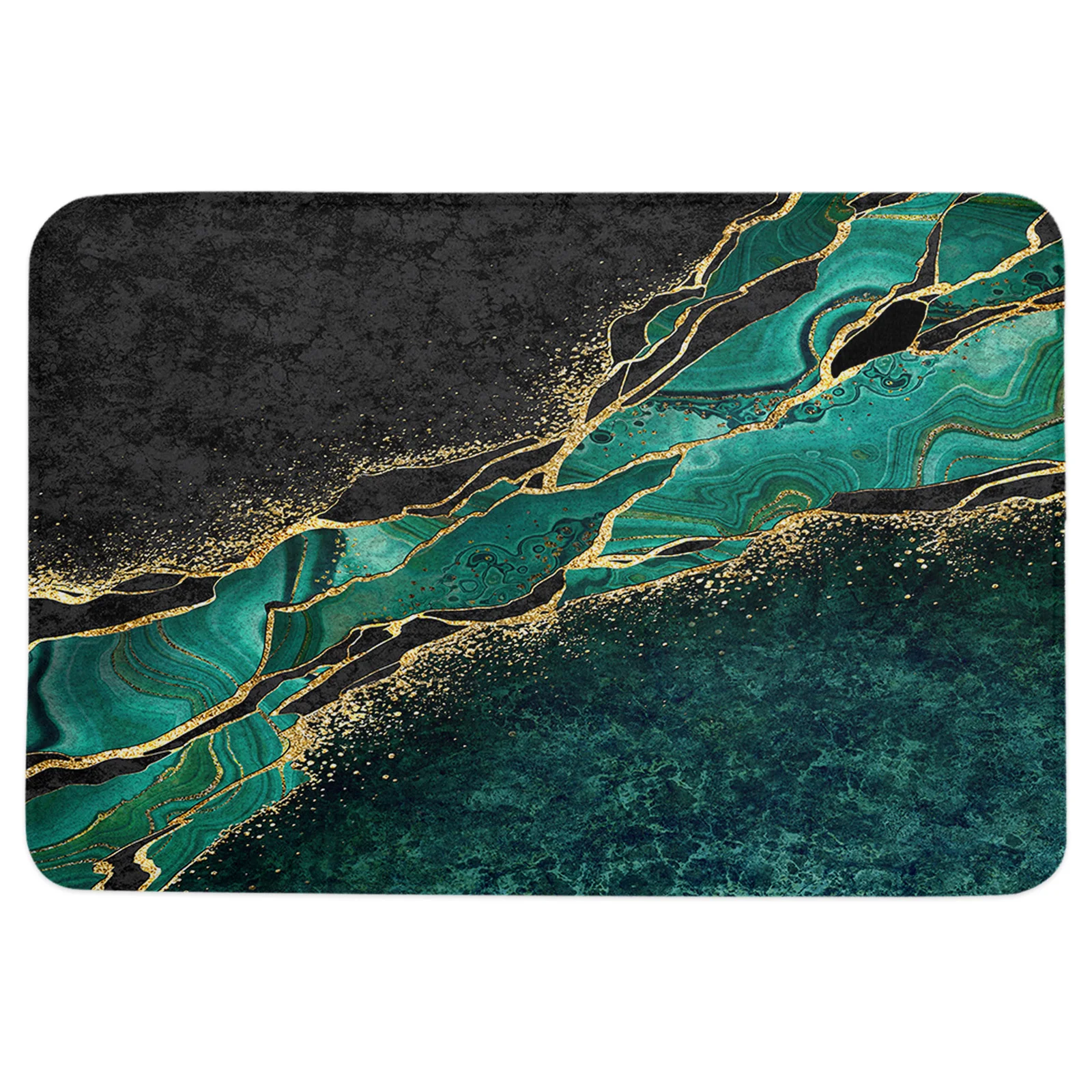 Abstract Black Marble Green Malachite Home Doormat Decoration Flannel Living Room Carpet Kitchen Balcony Rugs Bedroom Floor Mat