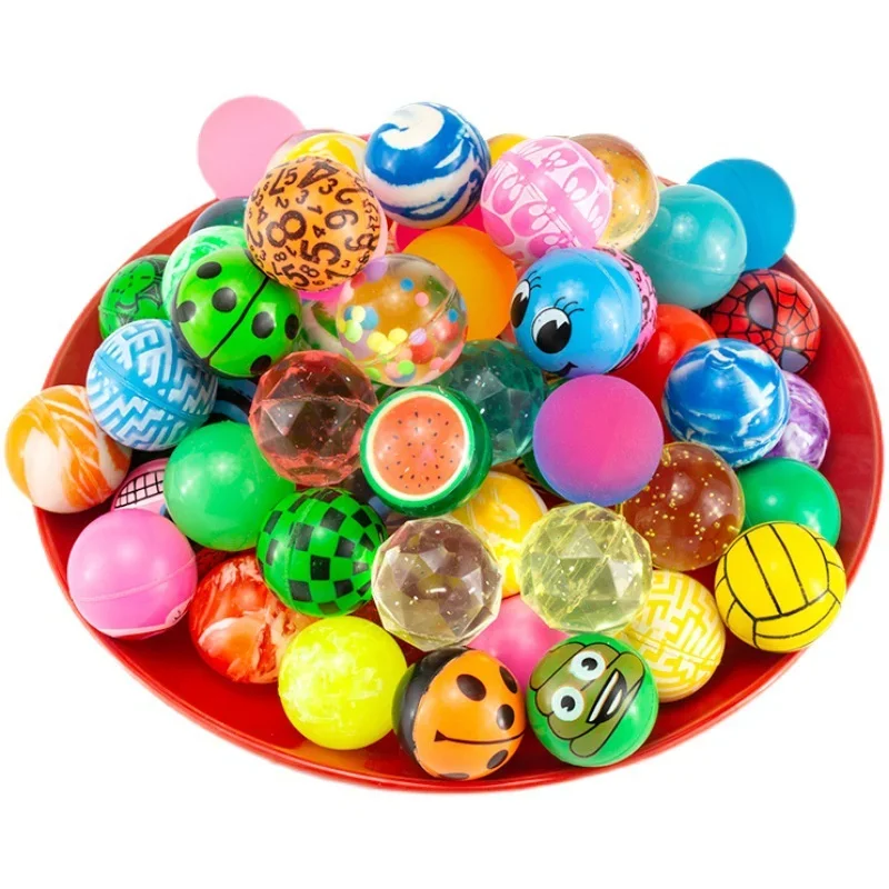 10PCS Children's Fun Toys Bouncing Ball Capsule Mixed Bouncy Ball Jumping Solid Floating Bouncing Elastic Rubber Ball Toys