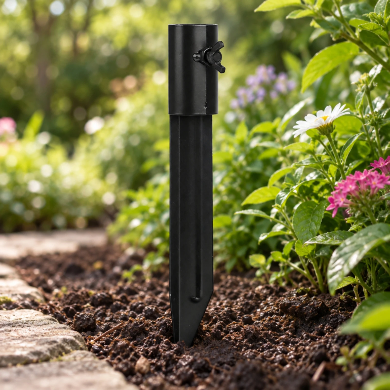 6 Pieces Adjustable Ground Stake with Tightening Screw Weather-Resistant Outdoor Torch Stand Stake Stakes Universal Low-Profile