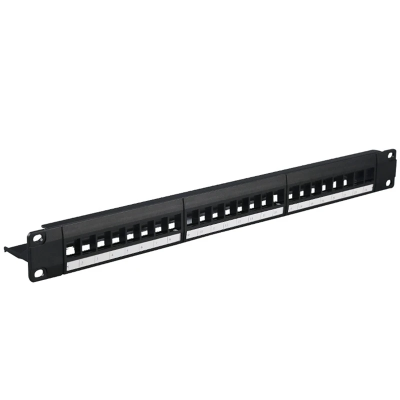 Top-19-Inch 1U Cabinet Rack Through 24-Port CAT6 Patch Panel RJ45 Network Cable Adapter Keystone Jack Modular Patch Panel