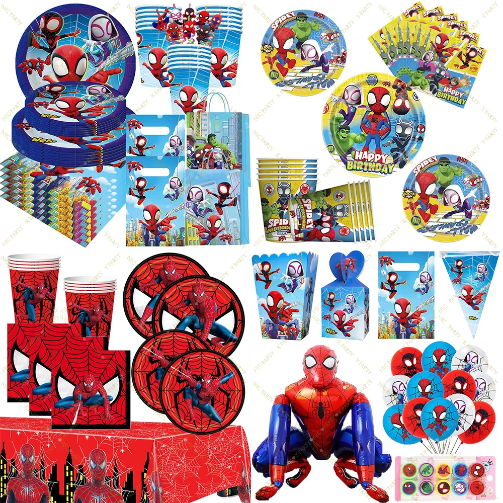 Spidey And His Amazing Friends Birthday Party Decoration Plates Tablecloth Cup Banner For Kids Birthday Balloon Party Favor Gift