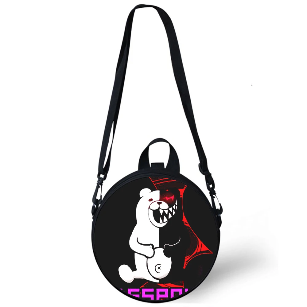 Danganronpa monokuma anime criança saco do jardim de infância 3d impressão crossbody sacos de ombro escola feminina mini redondo bagpacks rugtas saco