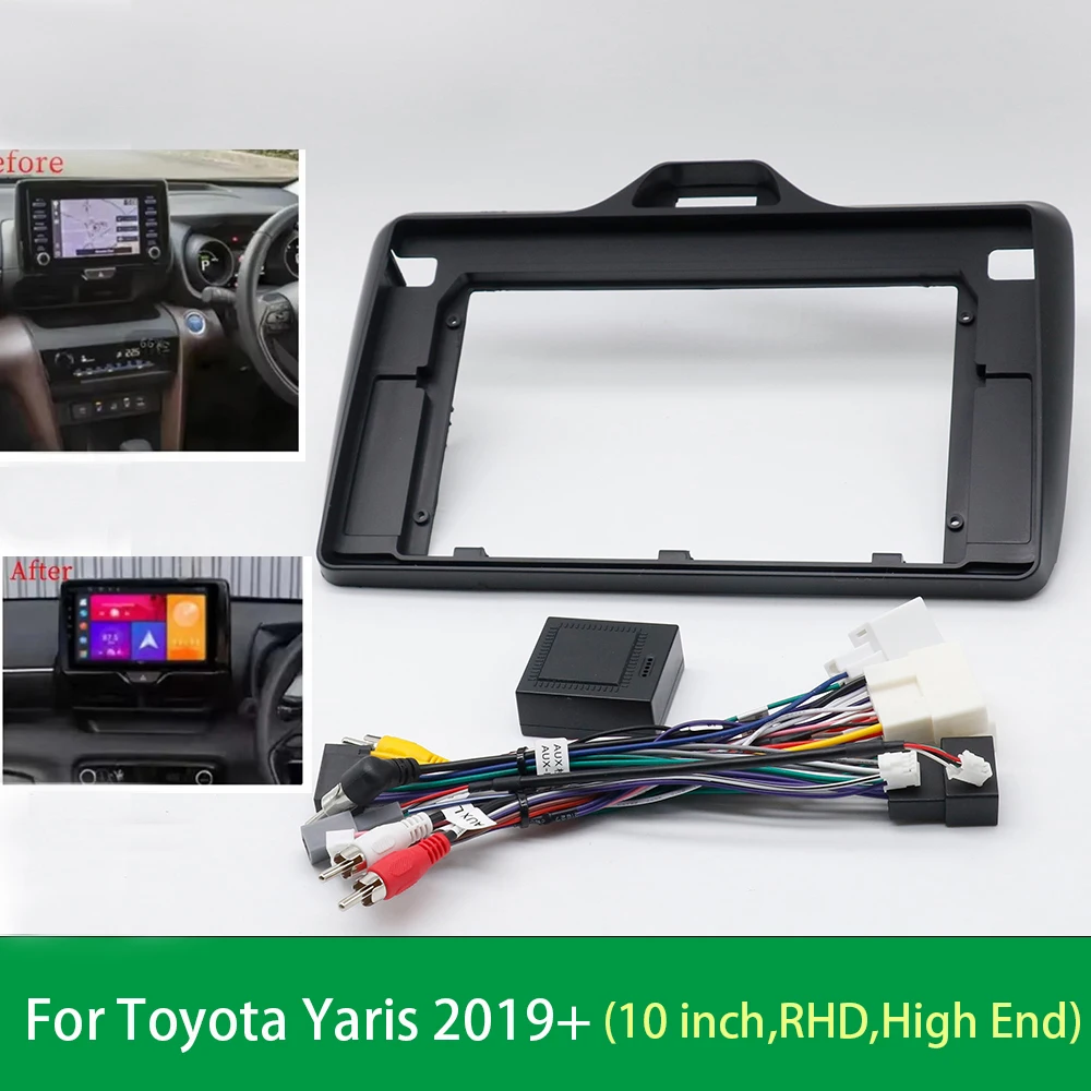 10 Inch Car Frame Fascia Adapter Canbus Box Decoder Android Radio Dash Fitting Panel Kit For Toyota Yaris 2019+ High End